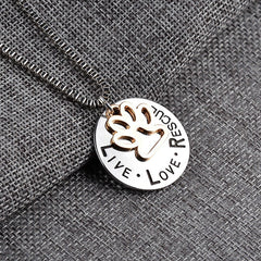 Round Dog Paw Tag Short Necklace