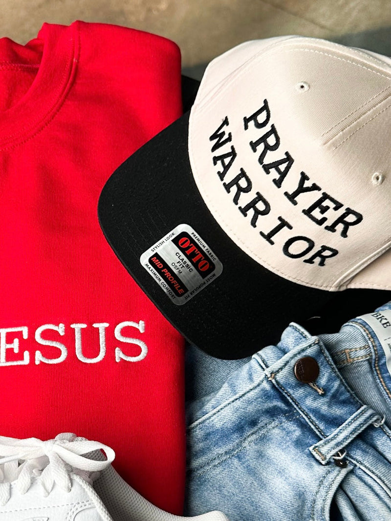 Prayer Warrior Embroidery Cap Black Brim Cap