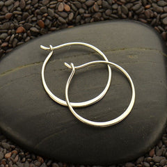 Sterling Silver Hammered Circle Hoop Earrings – 20mm Everyday Modern Hoops