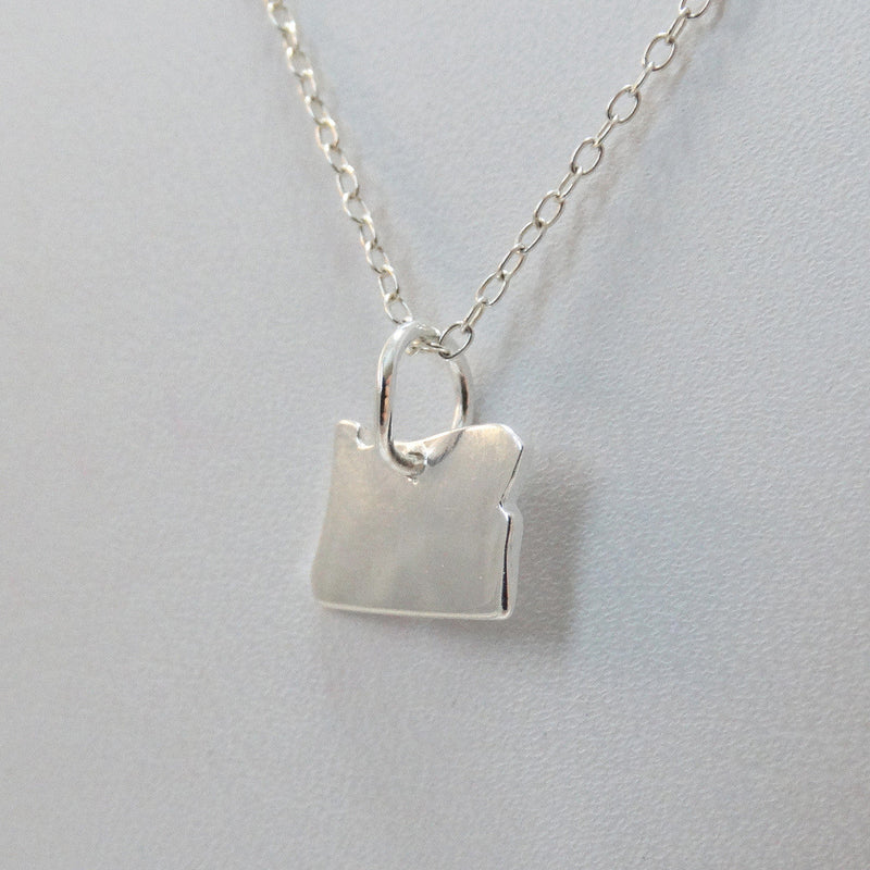 Oregon State Necklace – Sterling Silver OR Charm on 16