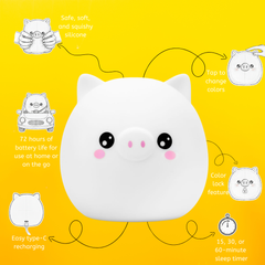 LumiPets® Percy the Pig- Children's Touch Night Light