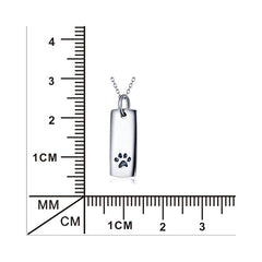 Ladies Glossy Square Dog Paw Print Tag Necklace