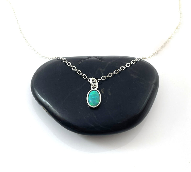 Tiny Opal Necklace – Dainty 16