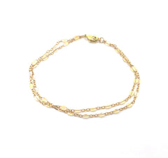 Dual Layer Gold Filled Bracelet – Bar & Link Chain – Handmade Jewelry – 7.5" with Lobster Clasp