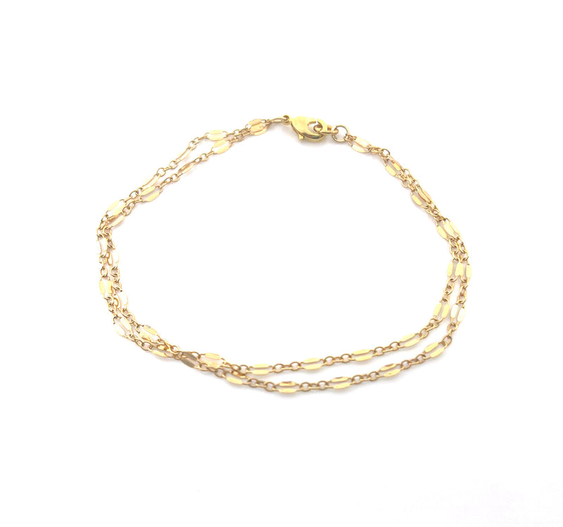 Dual Layer Gold Filled Bracelet – Bar & Link Chain – Handmade Jewelry – 7.5