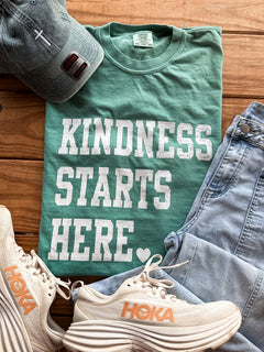 Kindness Starts Here Graphic Tee | Teacher Kindness Shirt