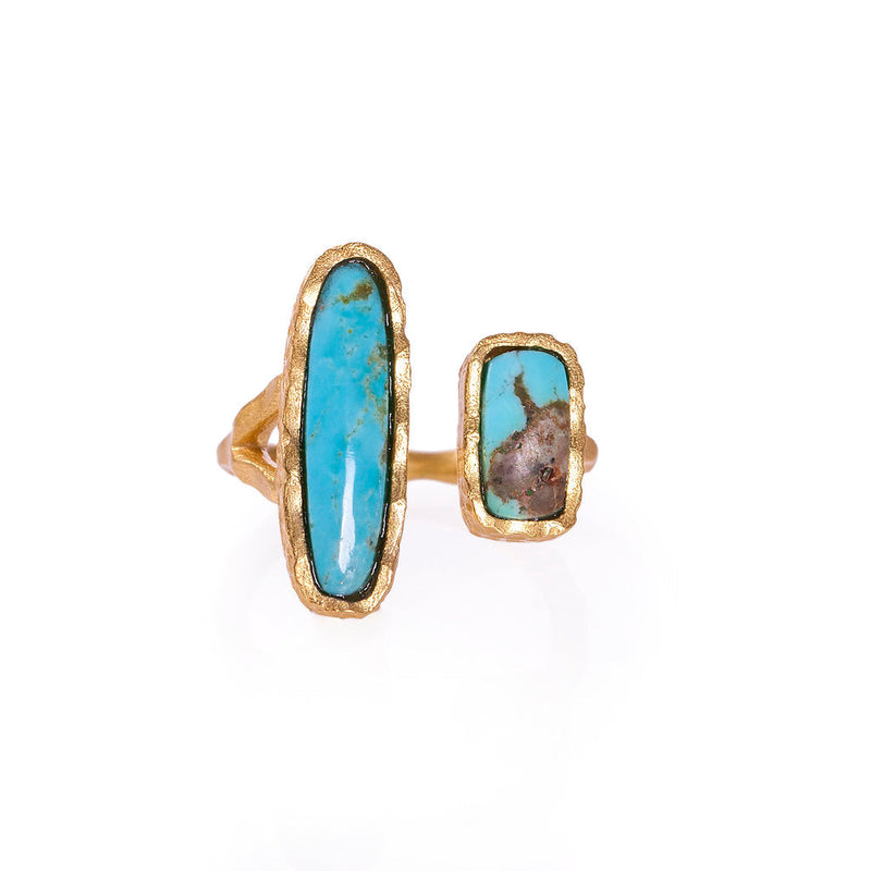 Deco Twin Stone Ring - Turquoise