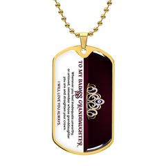 Luxury Military Necklace – Custom Engraved Dog Tag 18K Gold Finish (Granddaughter)