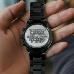 Engraved Black Chronograph Watch – Personalized Men's Stainless Steel (Groomsman)