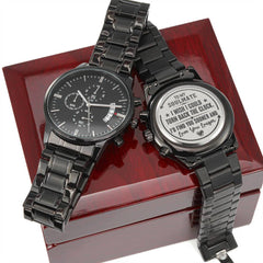 Engraved Charcoal Black Chronograph Watch – Personalized Men's Stainless Steel Gift (Soulmate)