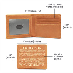 Genuine Leather Bifold Wallet – Custom Printed Brown Cowhide Men's Gift