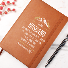 Graphic Vegan Leather Journal – Custom Lined Notebook 5.8x8.5