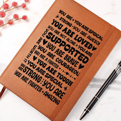 Graphic Vegan Leather Journal – Custom 5.8x8.5 Lined Notebook