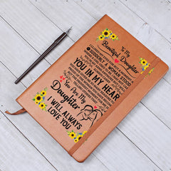 Personalized Graphic Vegan Leather Journal – Custom Gift for Goals & Gratitude (Daughter)