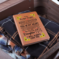 Personalized Graphic Vegan Leather Journal – Custom Gift for Goals & Gratitude (Daughter)
