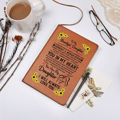 Personalized Graphic Vegan Leather Journal – Custom Gift for Goals & Gratitude (Daughter)
