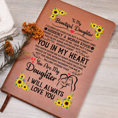 Personalized Graphic Vegan Leather Journal – Custom Gift for Goals & Gratitude (Daughter)