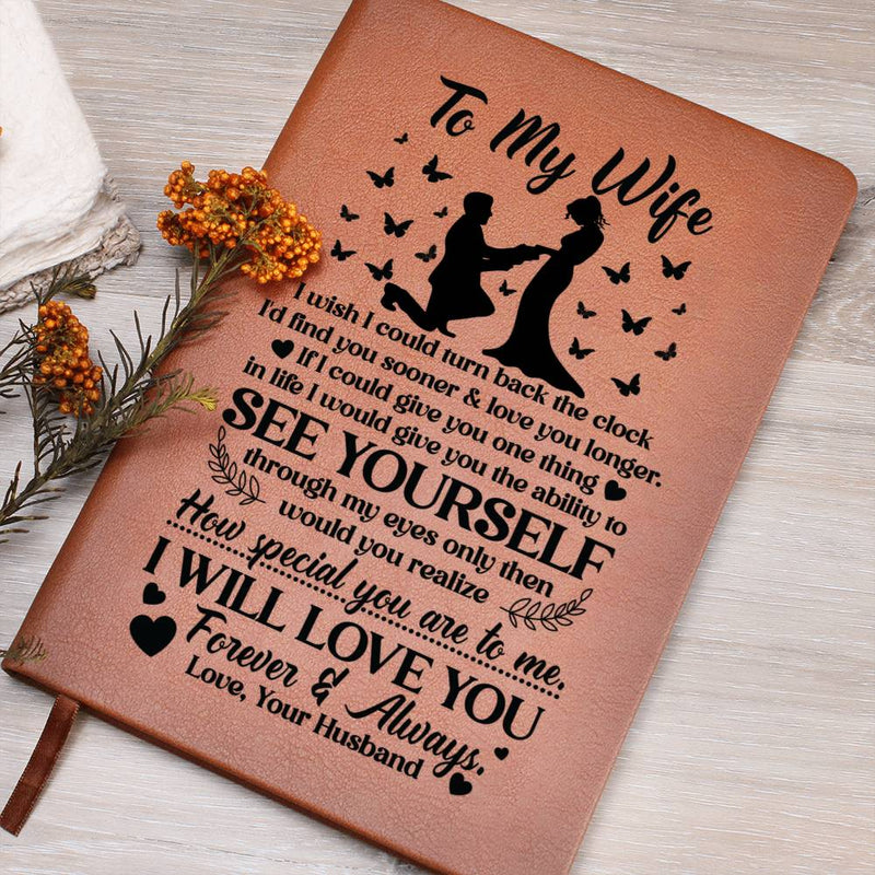 Personalized Graphic Vegan Leather Journal – Organize Your Life in Style (Wife)