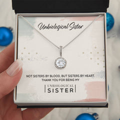 Unbiological Sister Necklace – Eternal Hope CZ Crystal Gift for Best Friend