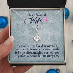 Eternal Hope Necklace – Cushion Cut CZ Pendant 14k White Gold Finish (Wife)
