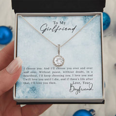 Eternal Hope Necklace – Cushion Cut CZ Pendant 14k White Gold Gift