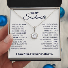Eternal Hope Necklace – Cushion Cut CZ Pendant 14k White Gold Finish Gift (Soulmate)