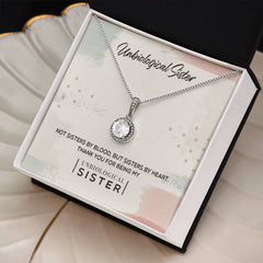 Unbiological Sister Necklace – Eternal Hope CZ Crystal Gift for Best Friend