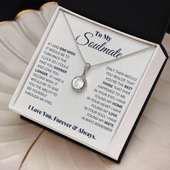 Eternal Hope Necklace – Cushion Cut CZ Pendant 14k White Gold Finish Gift (Soulmate)