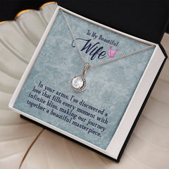 Eternal Hope Necklace – Cushion Cut CZ Pendant 14k White Gold Finish (Wife)