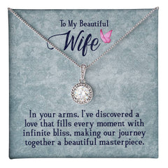 Eternal Hope Necklace – Cushion Cut CZ Pendant 14k White Gold Finish (Wife)