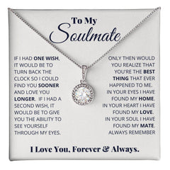 Eternal Hope Necklace – Cushion Cut CZ Pendant 14k White Gold Finish Gift (Soulmate)