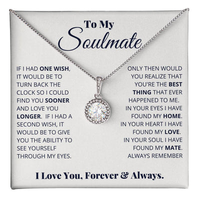 Eternal Hope Necklace – Cushion Cut CZ Pendant 14k White Gold Finish Gift (Soulmate)