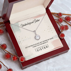 Unbiological Sister Necklace – Eternal Hope CZ Crystal Gift for Best Friend