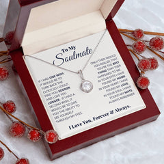 Eternal Hope Necklace – Cushion Cut CZ Pendant 14k White Gold Finish Gift (Soulmate)