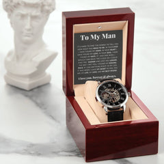Men's Automatic Skeleton Watch – Openwork Leather Strap Luxury Timepiece