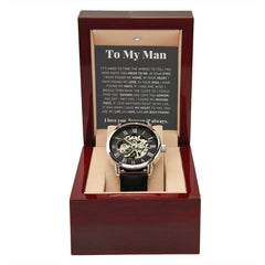 Men's Automatic Skeleton Watch – Openwork Leather Strap Luxury Timepiece