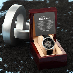 Men's Automatic Skeleton Watch – Openwork Leather Strap Timepiece (Son)