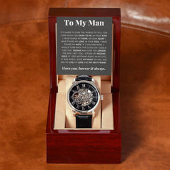 Men's Automatic Skeleton Watch – Openwork Leather Strap Luxury Timepiece