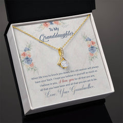 Alluring Beauty Necklace – Ribbon CZ Pendant 14k/18k Gold Gift