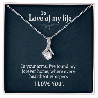 Alluring Beauty Necklace – The Love Of My Life Ribbon CZ Pendant 14k/18k Gold Gift