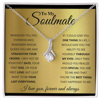 Alluring Beauty Necklace – Ribbon CZ Pendant 14k/18k Gold Plated Gift (Soulmate)