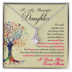 Alluring Beauty Necklace – Ribbon CZ Pendant 14k/18k Gold Plated Gift (Daughter)