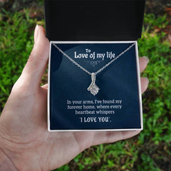 Alluring Beauty Necklace – The Love Of My Life Ribbon CZ Pendant 14k/18k Gold Gift