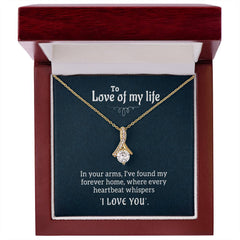 Alluring Beauty Necklace – The Love Of My Life Ribbon CZ Pendant 14k/18k Gold Gift