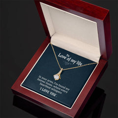 Alluring Beauty Necklace – The Love Of My Life Ribbon CZ Pendant 14k/18k Gold Gift