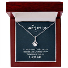 Alluring Beauty Necklace – The Love Of My Life Ribbon CZ Pendant 14k/18k Gold Gift
