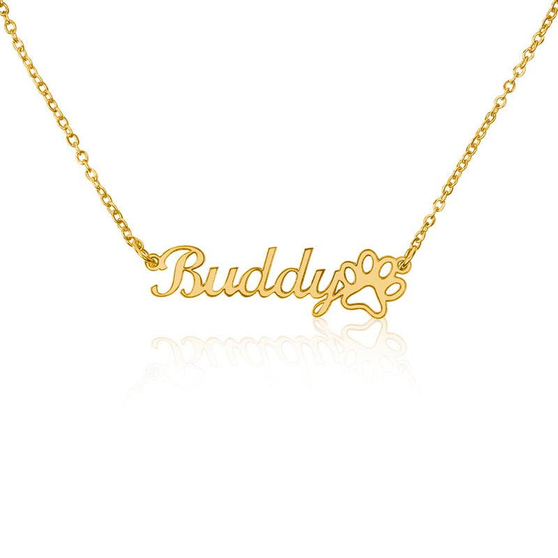 Personalized Paw Print Name Necklace – Custom Pet Lover Stainless Steel Jewelry