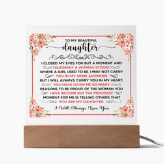 Printed Square Acrylic Plaque – Custom LED Lighted Display (Daughter)