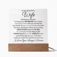 Printed Square Acrylic Plaque – Custom LED Lighted Display (Wife)