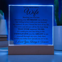 Printed Square Acrylic Plaque – Custom LED Lighted Display (Wife)